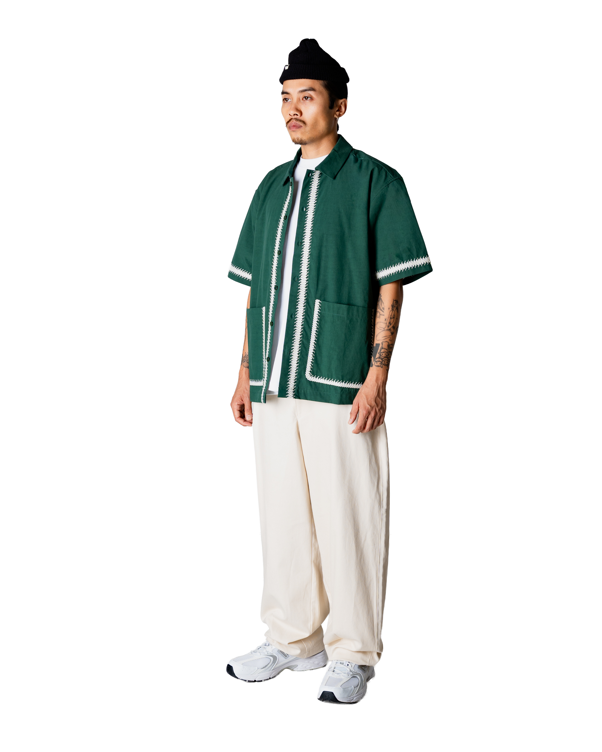Woodbird WBWang Line Shirt Shirts Pine Green