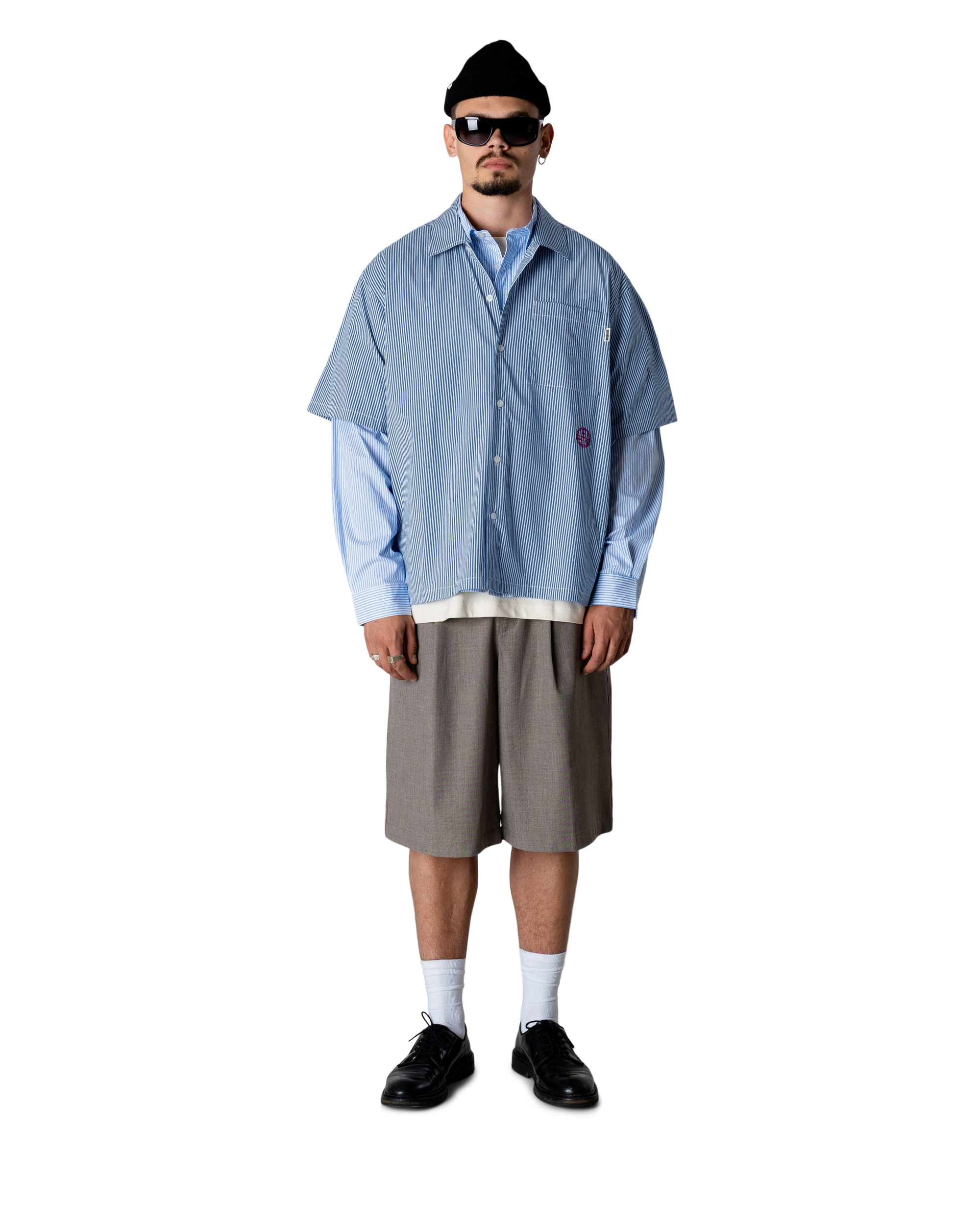 Woodbird WBWang Stripe EMB Shirt Shirts Blue-White