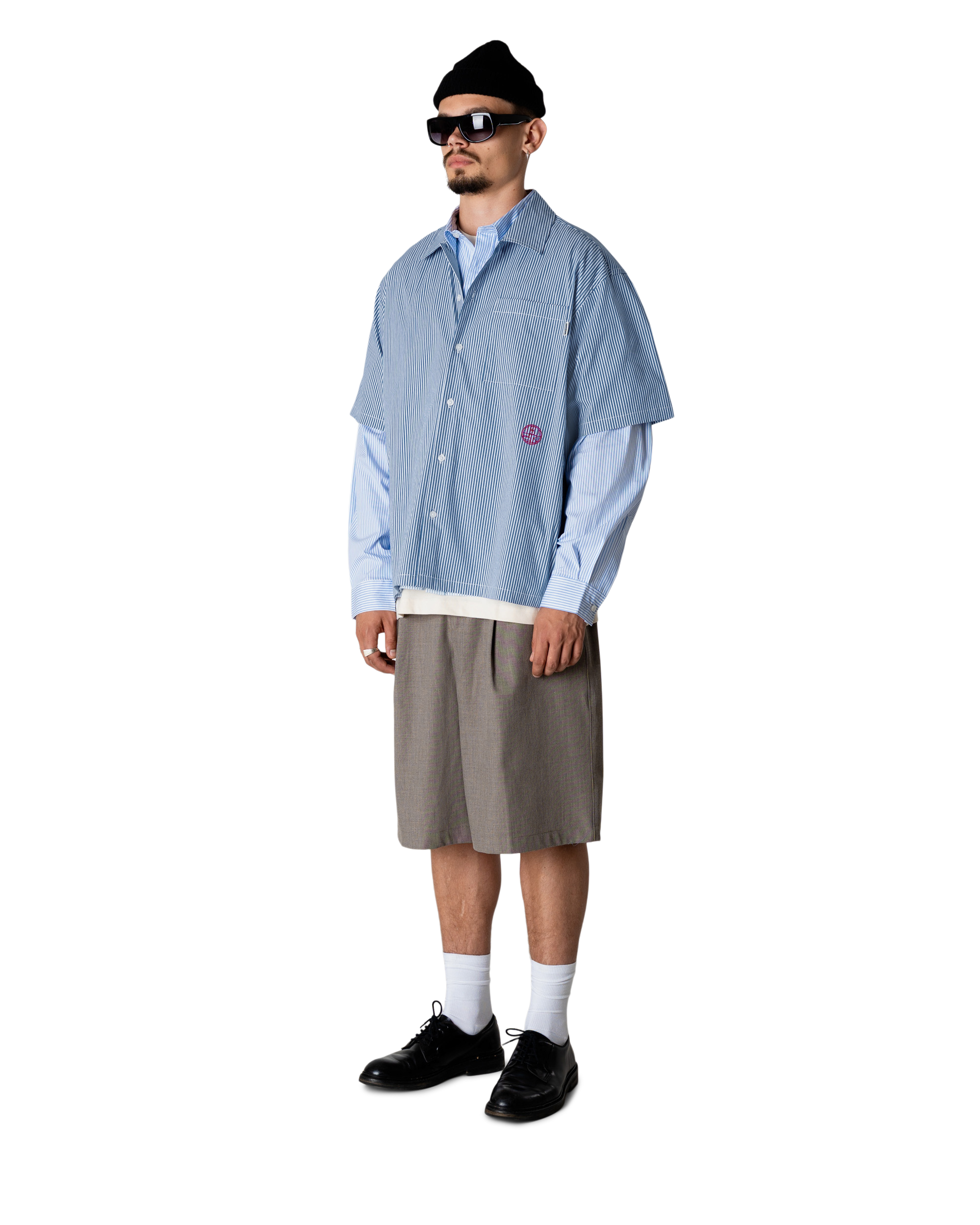 Woodbird WBWang Stripe EMB Shirt Shirts Blue-White