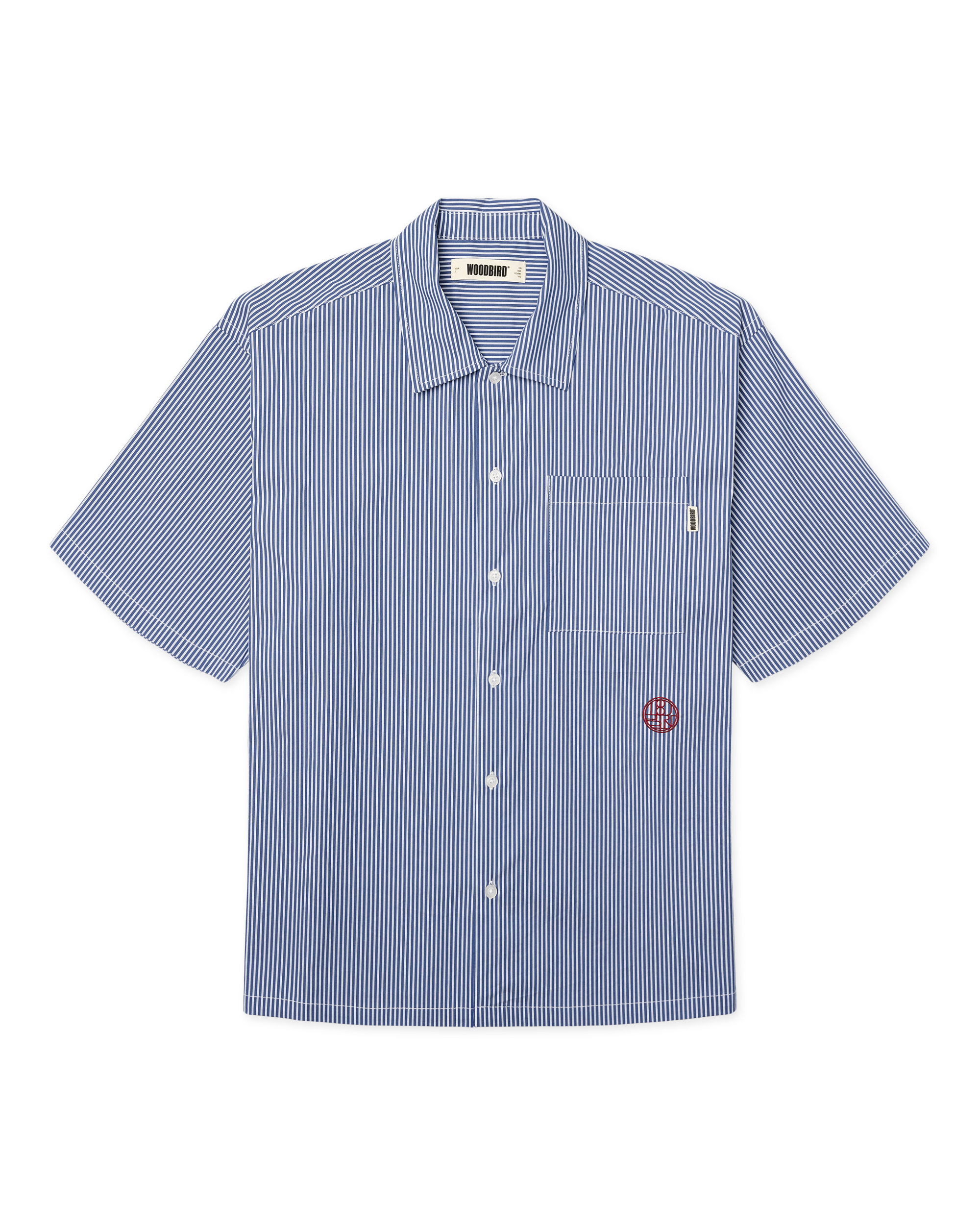 Woodbird WBWang Stripe EMB Shirt Shirts Blue-White
