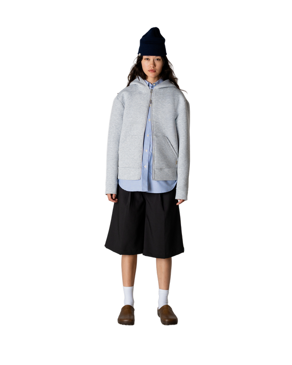 Woodbird Female WBWuji Scuba Zip Hoodie Sweats Light Grey Melange