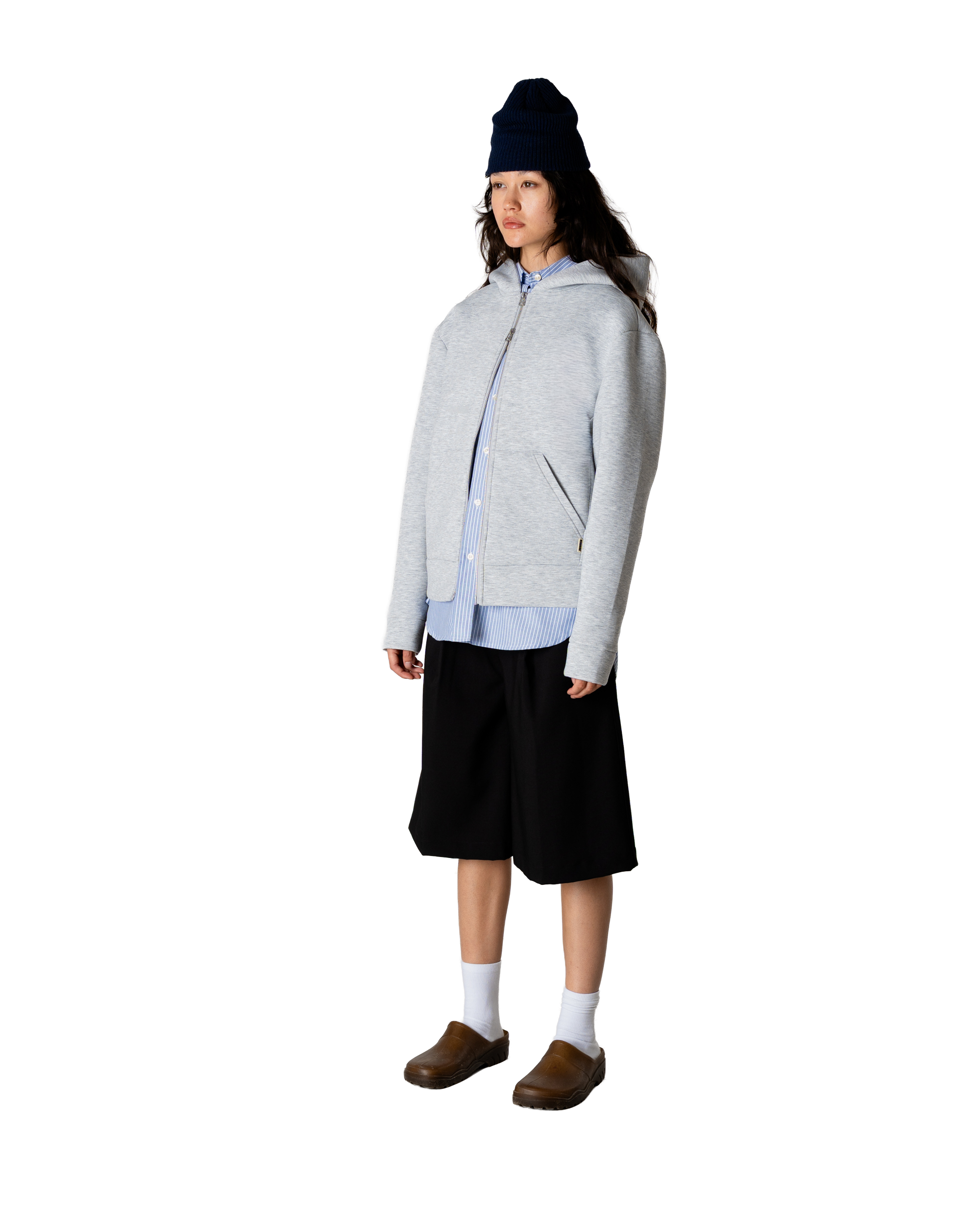 Woodbird Female WBWuji Scuba Zip Hoodie Sweats Light Grey Melange