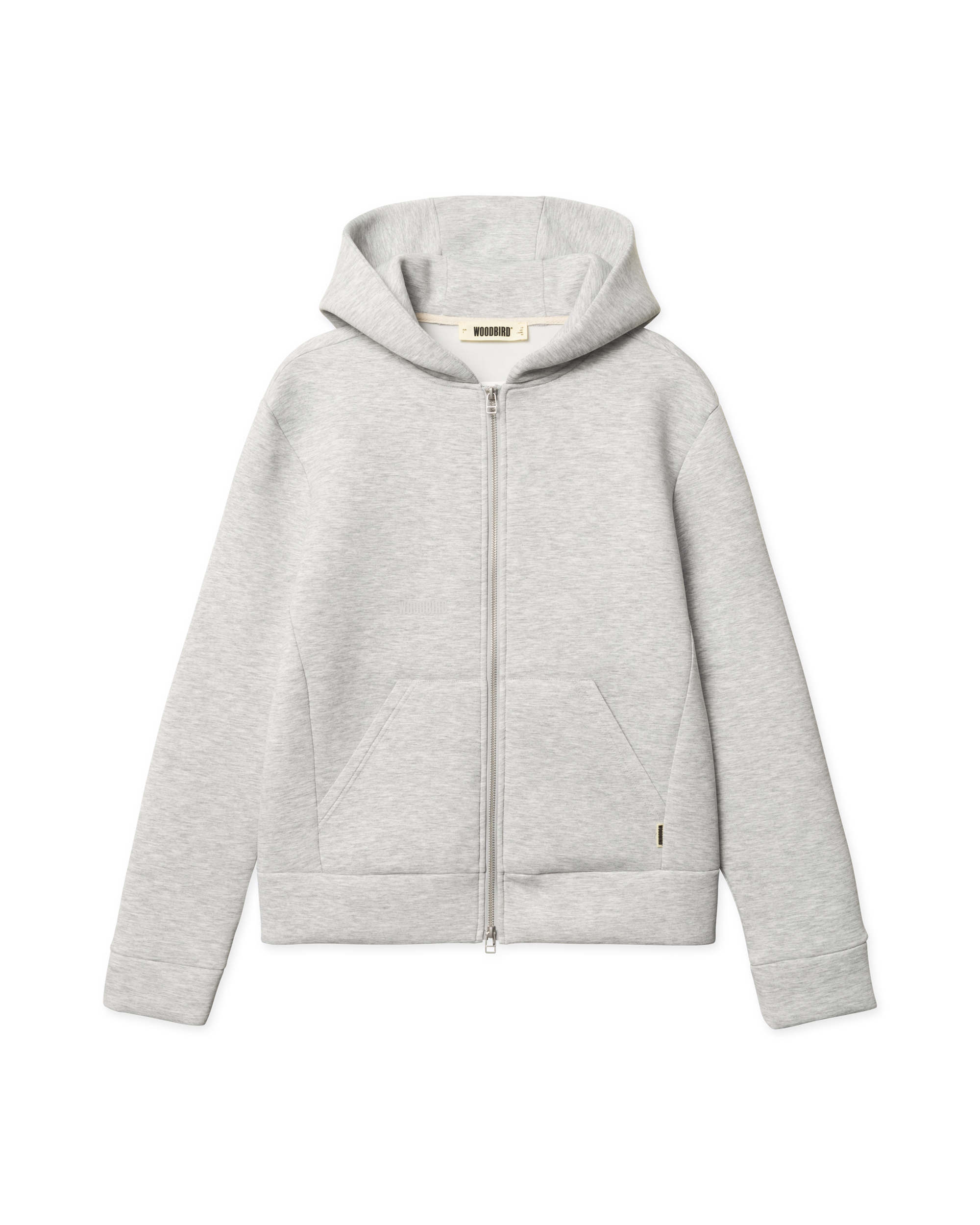 Woodbird Female WBWuji Scuba Zip Hoodie Sweats Light Grey Melange