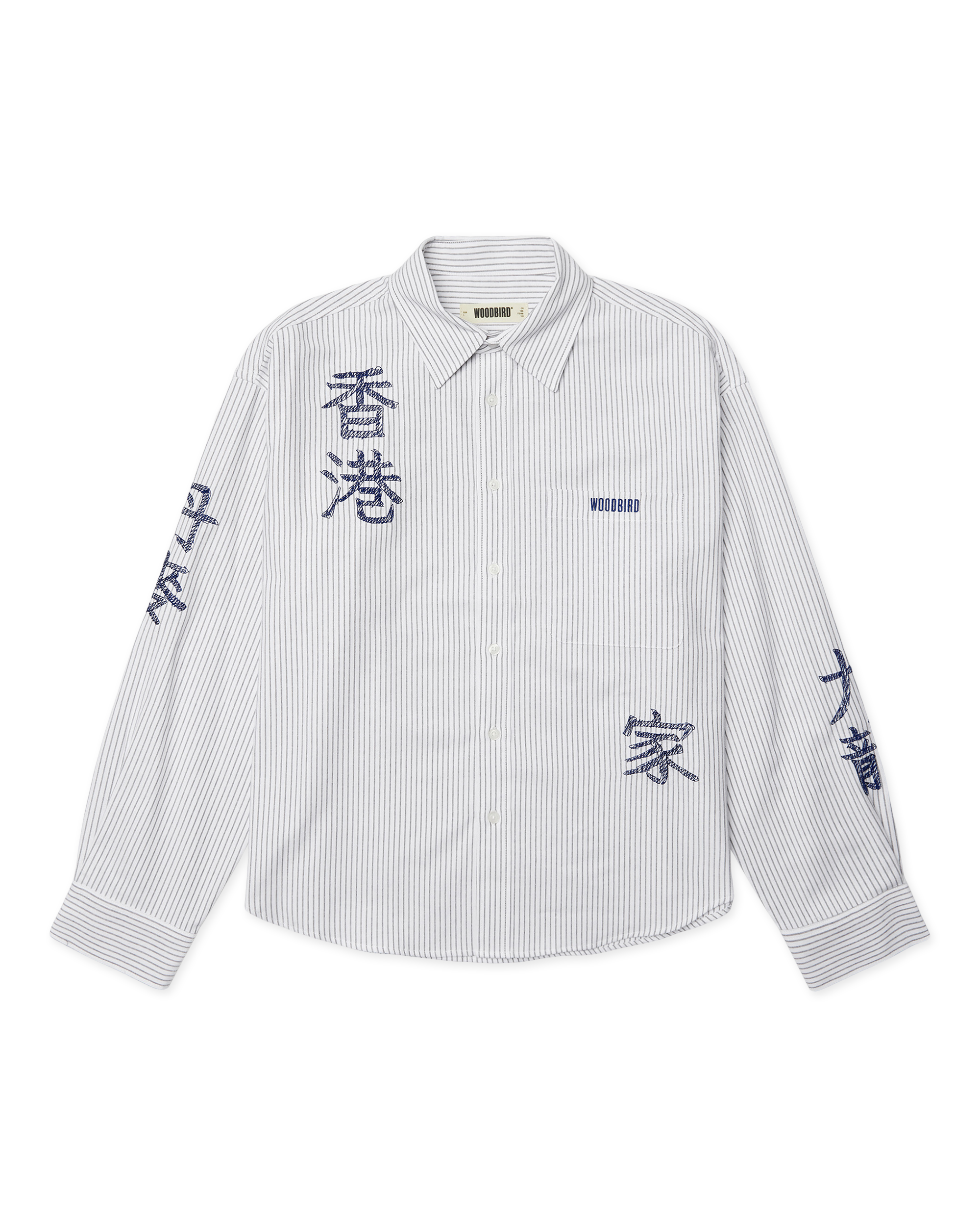 Woodbird WBXing Ox Writing Shirt Shirts White-Navy