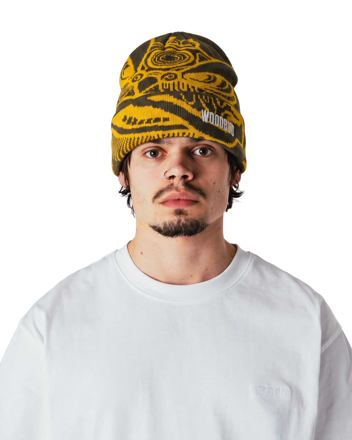 Woodbird WBYan Lion JQ Fold Beanie Accessories Dark Brown-yellow