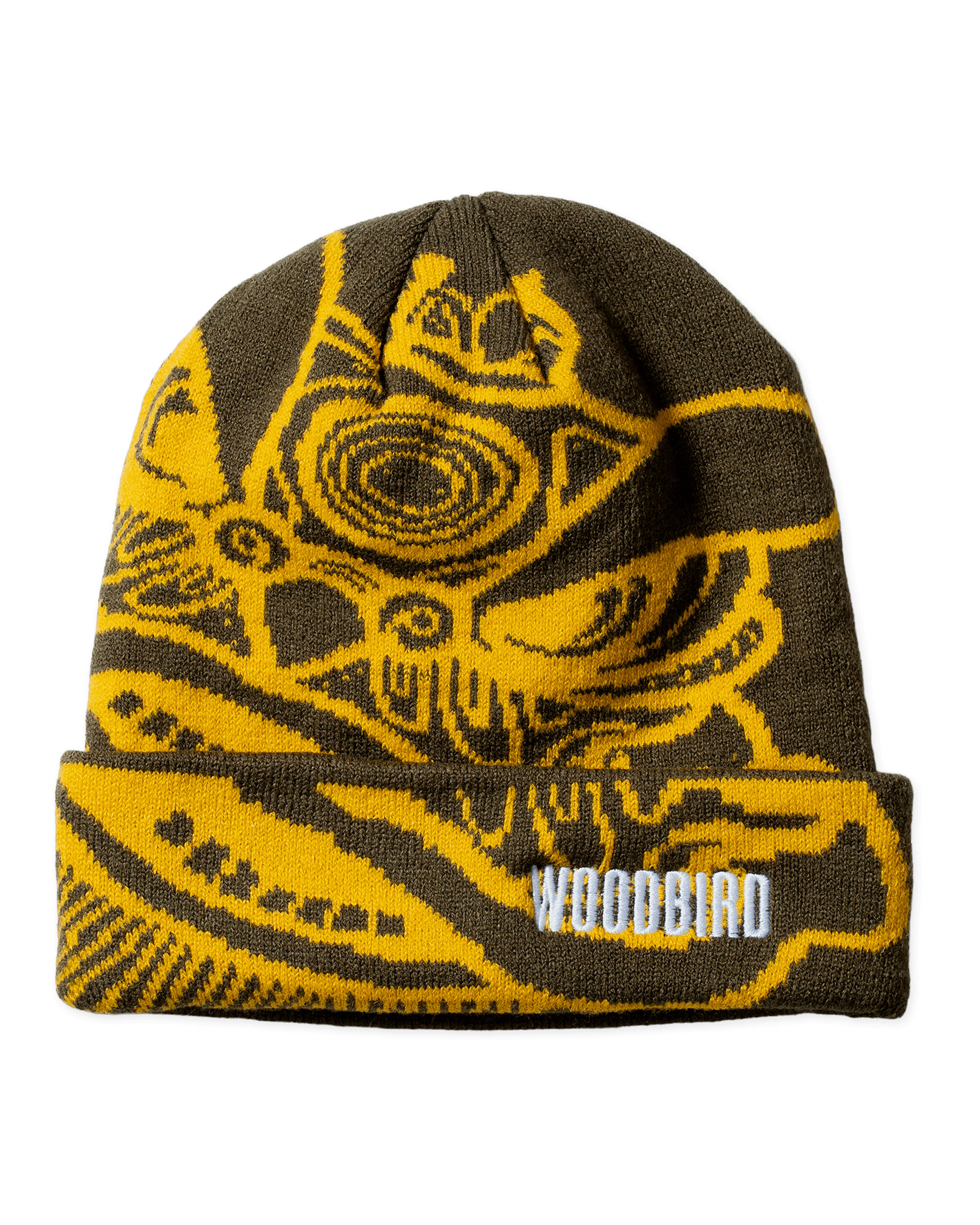 Woodbird WBYan Lion JQ Fold Beanie Accessories Dark Brown-yellow