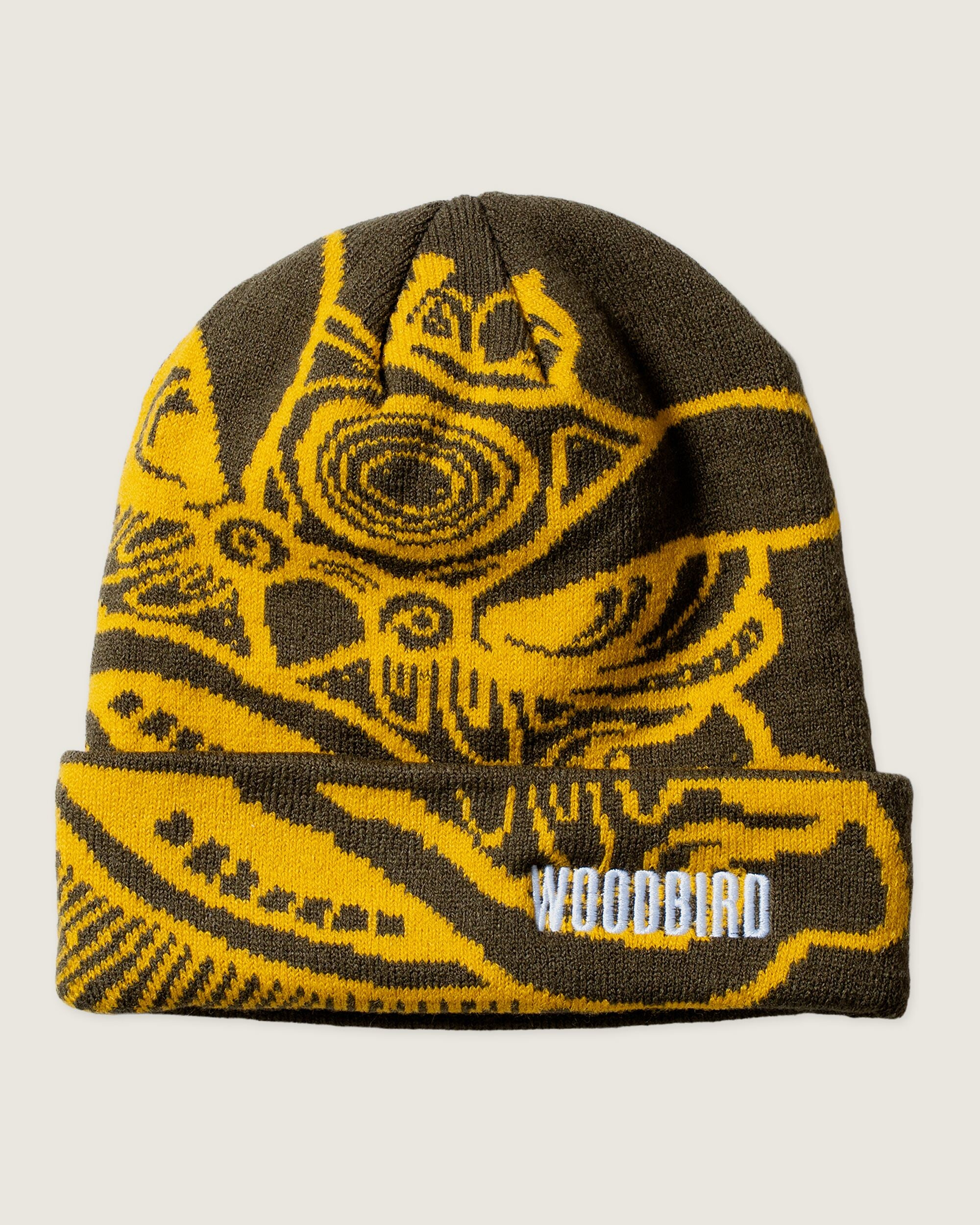Woodbird WBYeti Cotton Beanie Accessories Dark Brown-yellow
