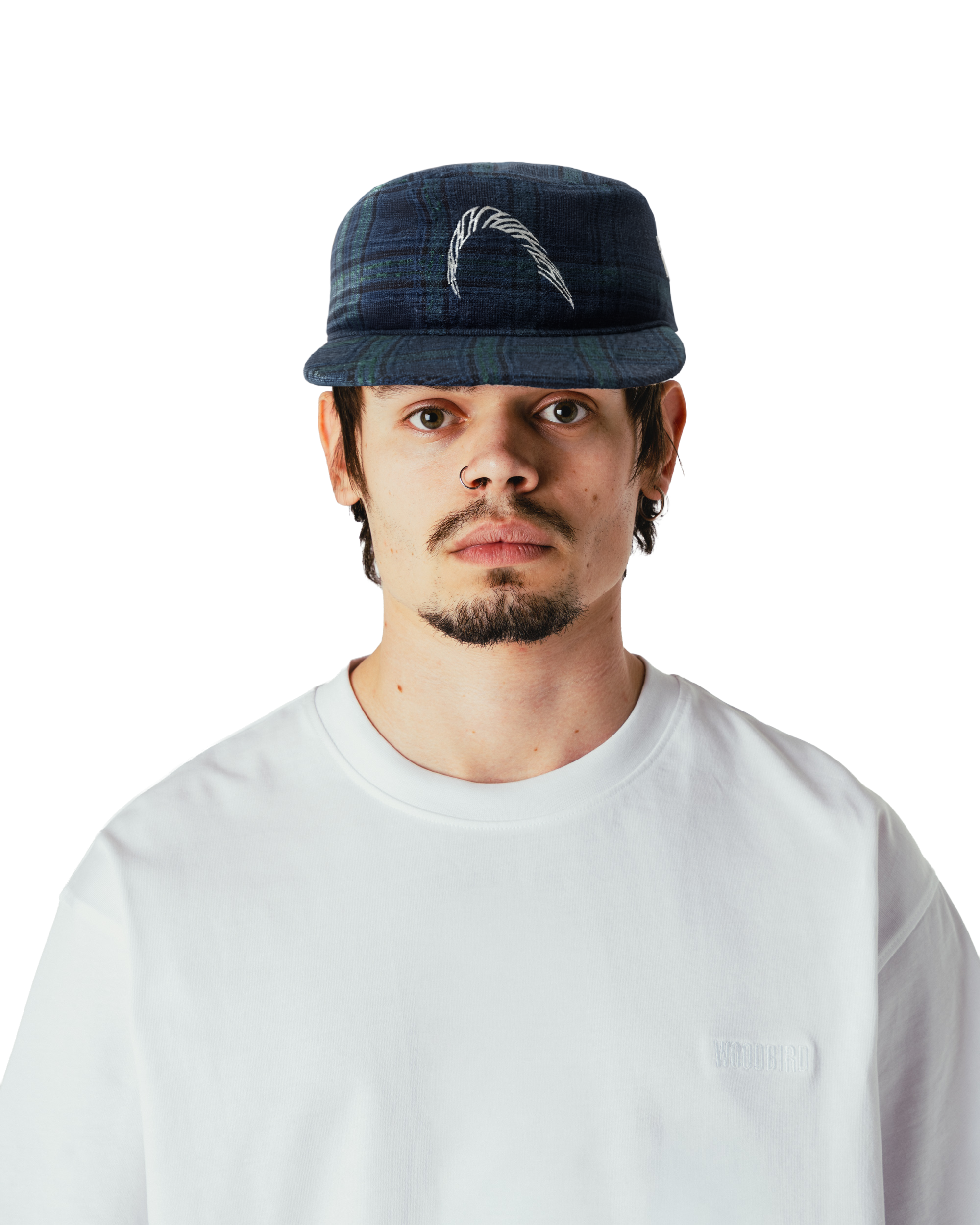 Woodbird WBYin Check Pillbox Cap Accessories Blue-Green