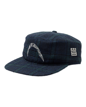Woodbird WBYin Check Pillbox Cap Accessories Blue-Green