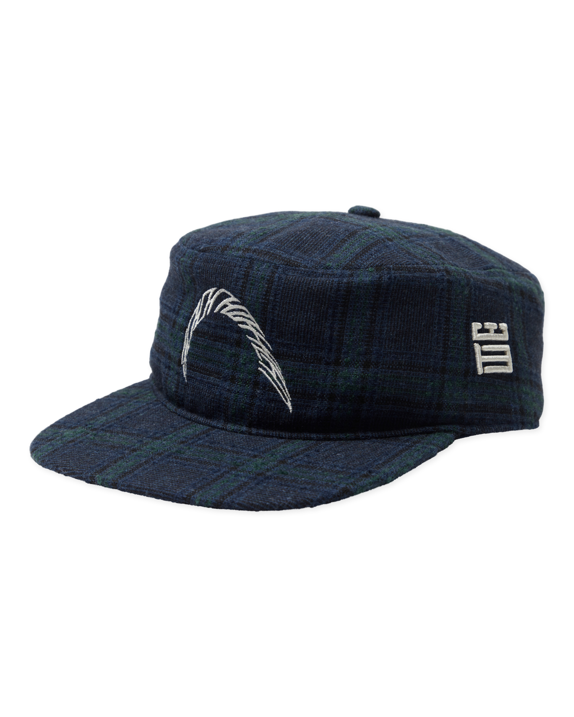 Woodbird WBYin Check Pillbox Cap Accessories Blue-Green