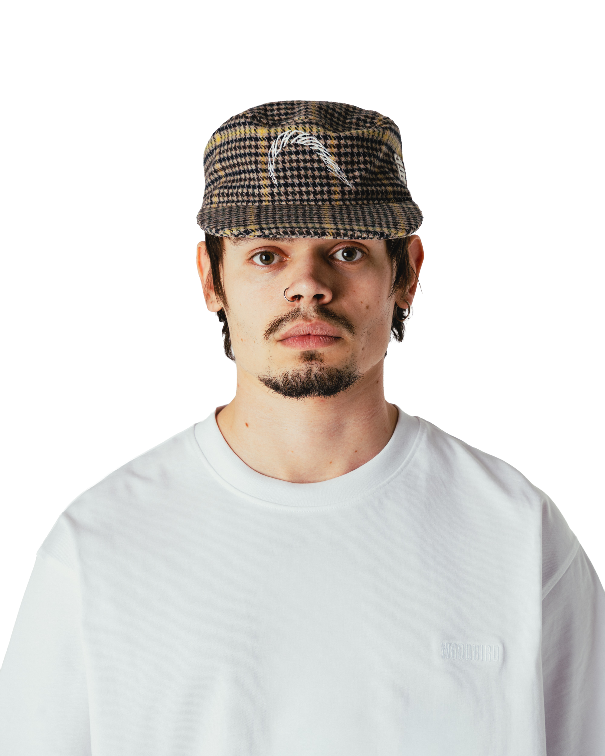 Woodbird WBYin Check Pillbox Cap Accessories Sand-Yellow