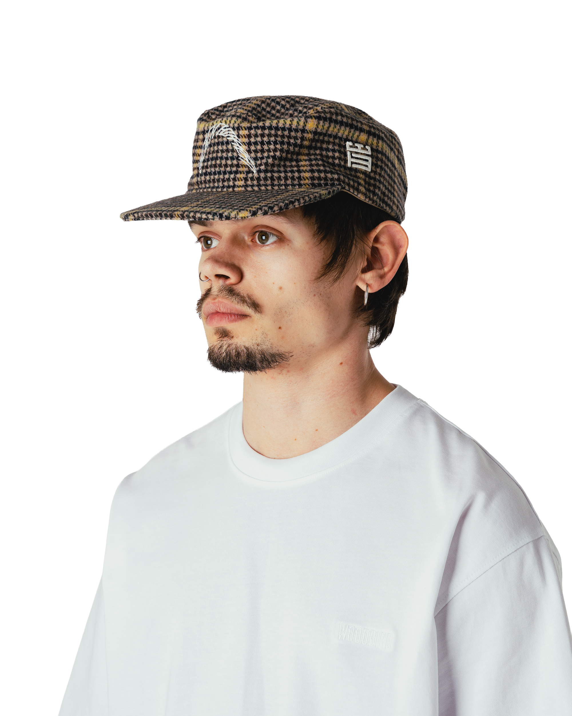 Woodbird WBYin Check Pillbox Cap Accessories Sand-Yellow