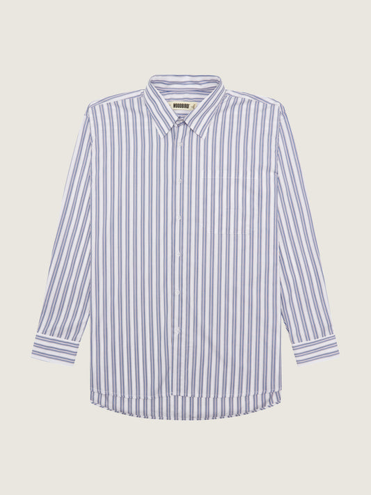 Woodbird WBYuzo Stripe Shirt Shirts White-Blue