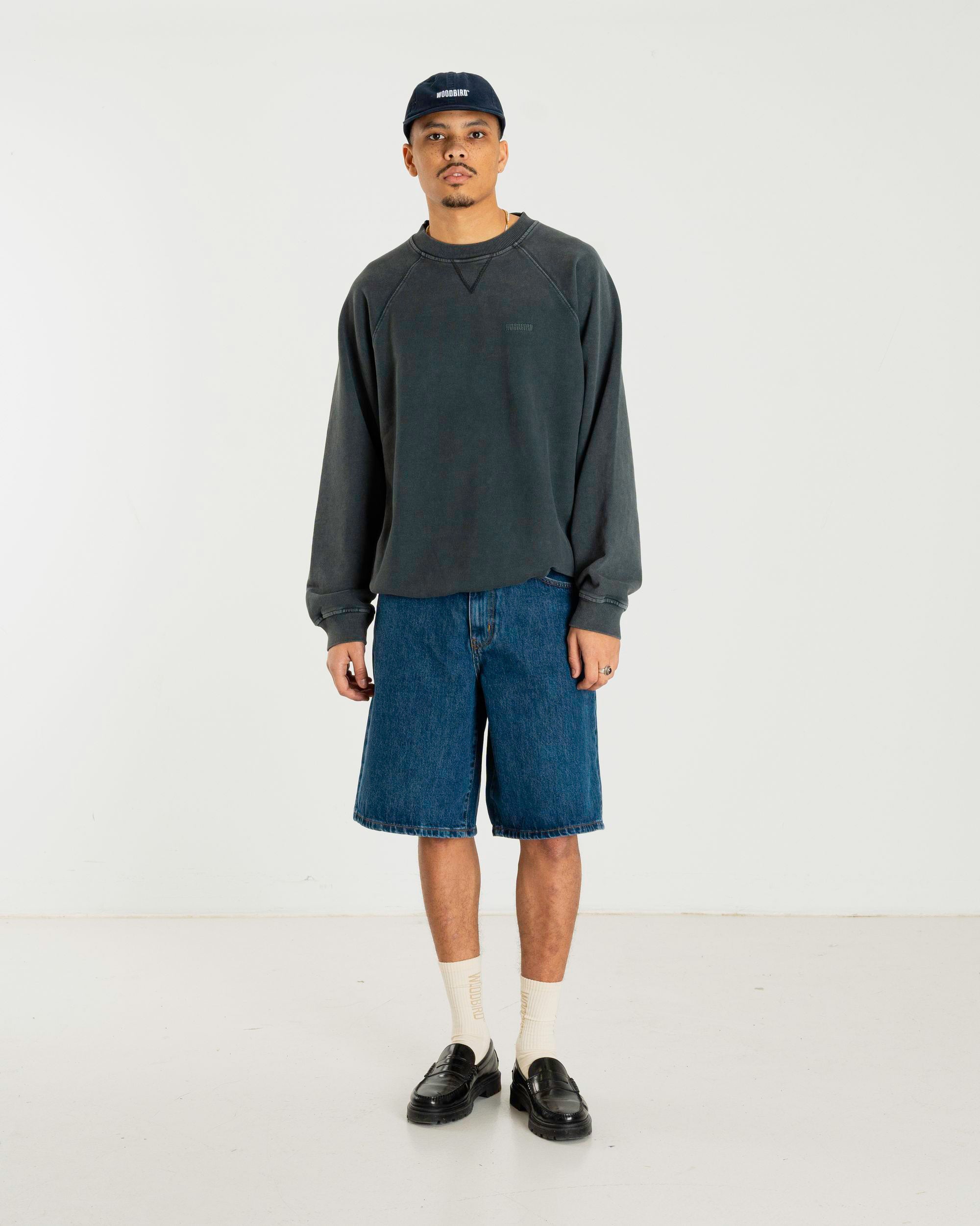 Woodbird WBZhang Washed Crew Sweats Black