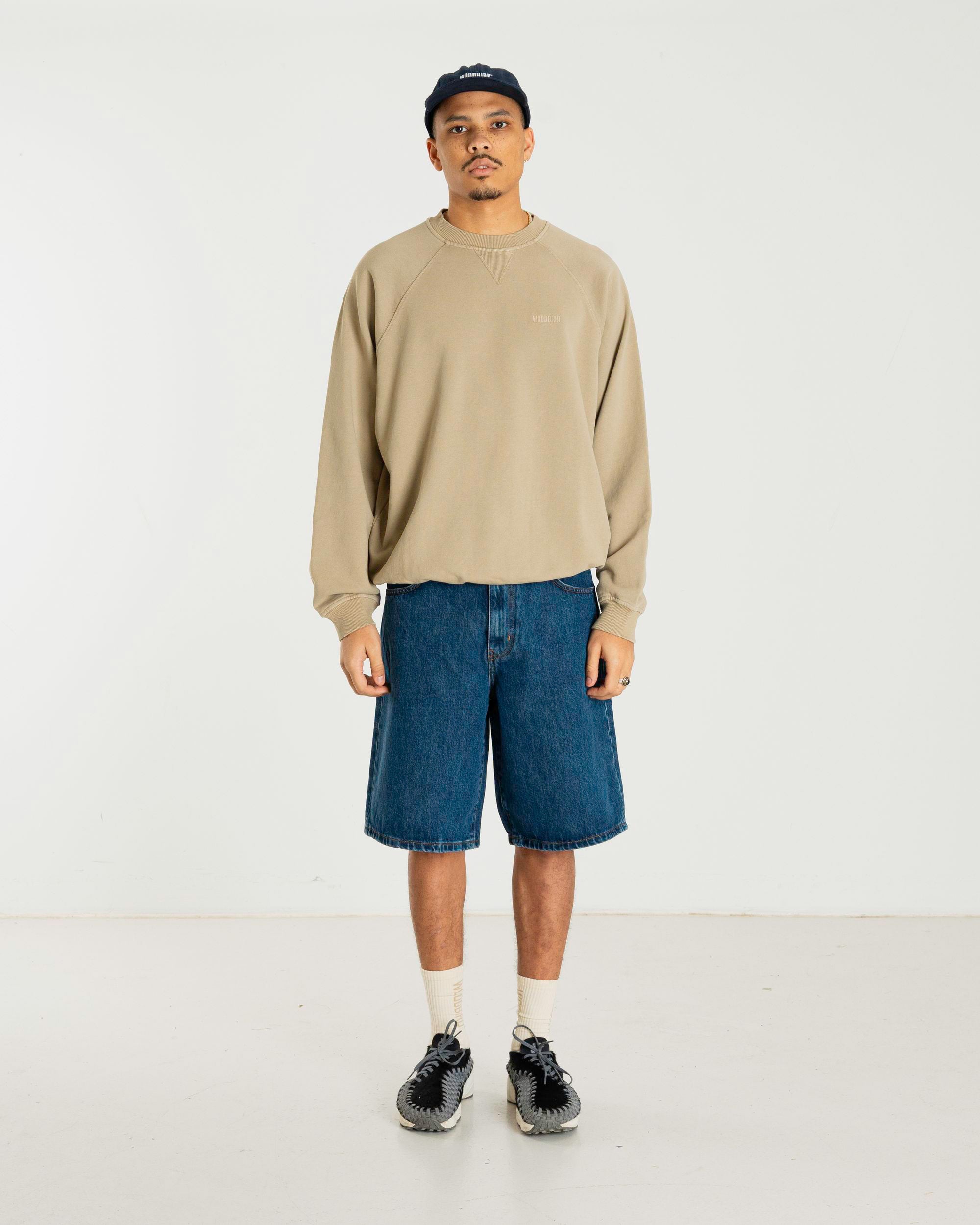 Woodbird WBZhang Washed Crew Sweats Light Sand