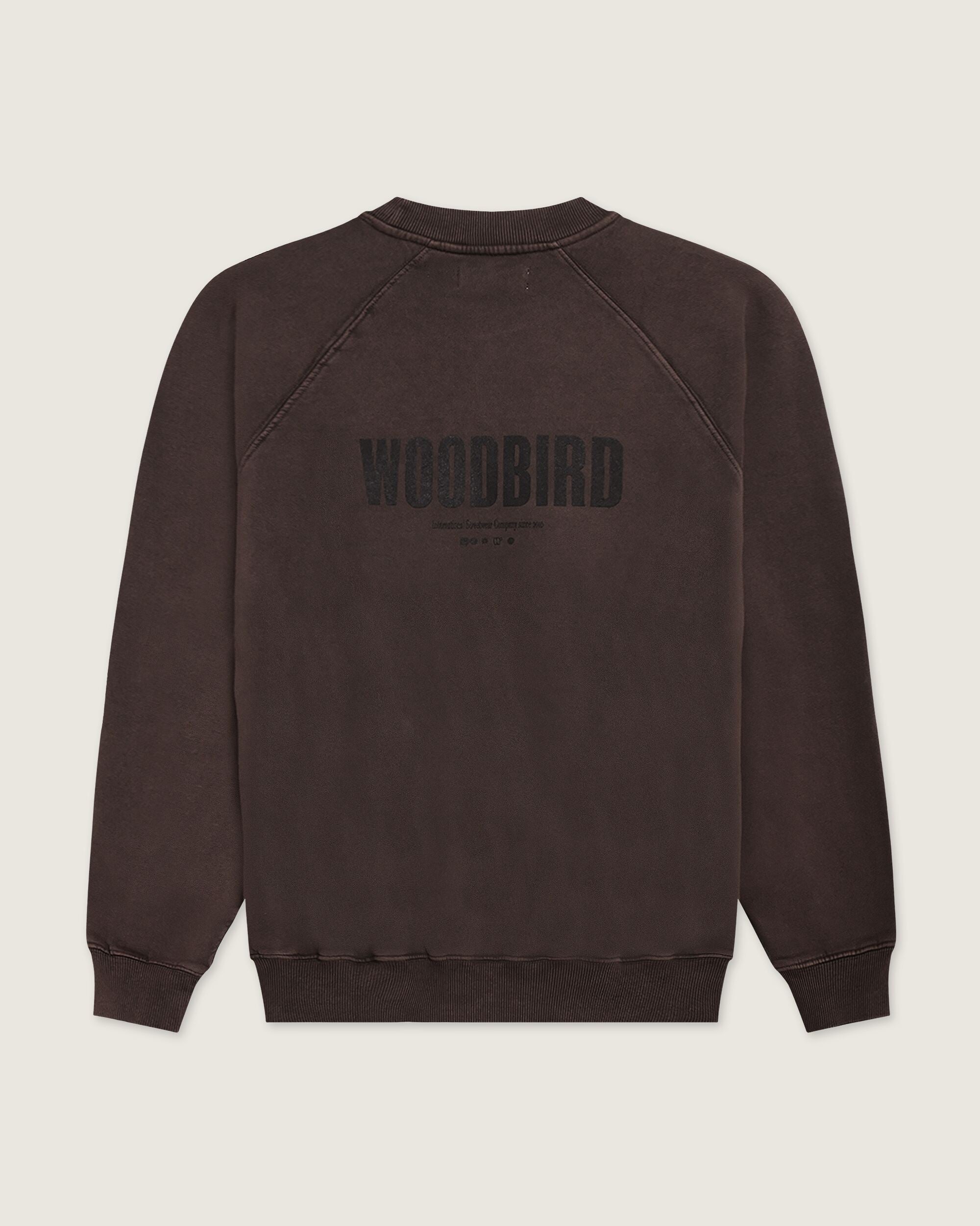 Woodbird WBZhang Washed Logo Crew Sweats Brown